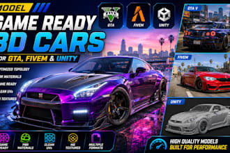 model game ready 3d cars for gta, fivem, and unity