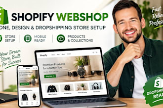 shopify webshop clone, design and dropshipping store setup