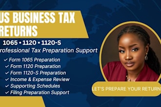 prepare your US business tax return 1065, 1120 or 1120s filing