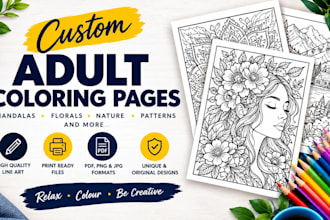 create adult coloring pages, coloring books, mandalas and line