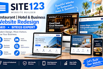 design site123 restaurant hotel business website redesign SEO site123 expert