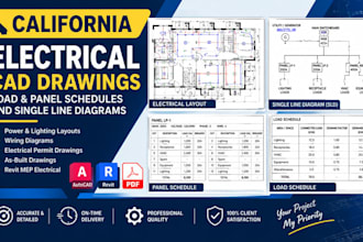 create california electrical cad drawings, load panel schedules, and sld