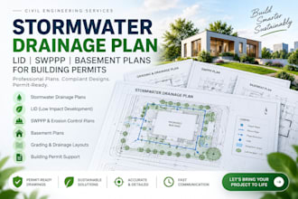 prepare stormwater drainage plan lid swppp basement plans for building permits