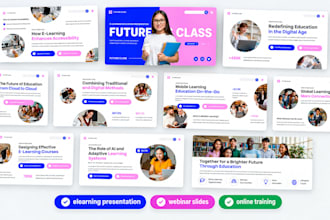 design engaging e learning presentation for online trainers and webinar slides