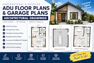 adu floor plan garage design architectural drawings