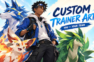 draw you as a custom pokemon trainer with your pokemon team