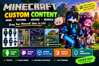 create custom minecraft skins, textures, addons and bedrock content