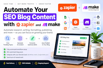automate  SEO blog content with zapier and make com