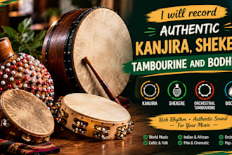 record authentic kanjira, shekere, tambourine and bodhran for your music