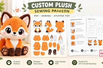 create a custom plush sewing pattern for your stuffed animal