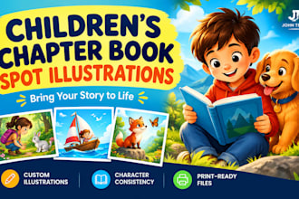 illustrate children chapter books with custom 2d spot illustrations