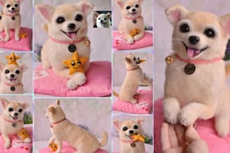 lifelike chihuahua dog needle felted sculpture 3d dog model custom pet memorial