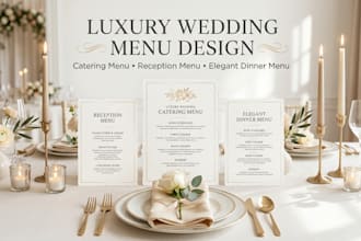 design italian wedding catering menu card reception menu and elegant dinner menu