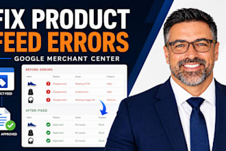 fix and optimize google merchant center product feeds, product errors