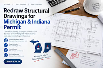 redraw structural drawings for michigan and indiana permits