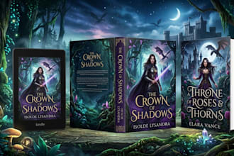 design a fantasy or romantasy novel book cover for kindle and KDP paperback