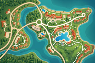 design tourist map, resort map, vector map, travel map and visitor map