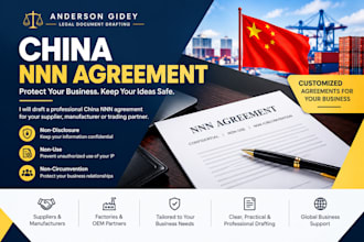 draft a china nnn agreement for your supplier or manufacturer