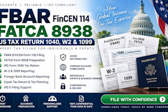 fbar fincen 114, fatca 8938, US tax return 1040, w2 and 1099