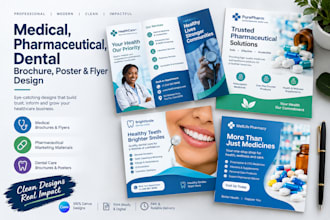 design medical, pharmaceutical, dental brochure, poster and flyer for business