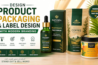 design product packaging and label design with modern branding