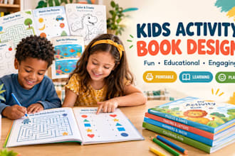 create kids activity book, printable kids activities and educational workbook