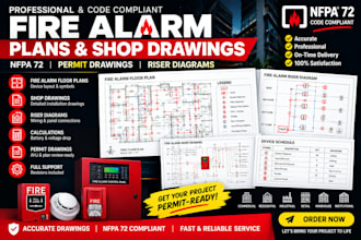 design fire alarm plans, nfpa 72 shop drawings and permit submittals