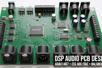 design dsp audio pcb with adau1467, ess adc dac and balanced io