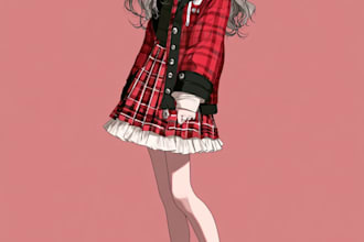 draw an anime character illustration for commercial use