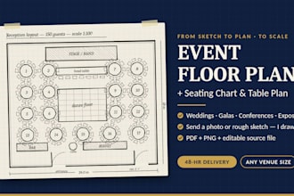 draw wedding floor plan and event seating chart layout