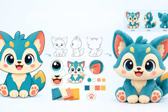 turn your mascot logo or character into a custom plushie design