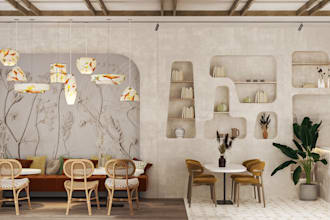design 3d restaurant interior, cafe, bar, lounge and spa, with 3d rendering