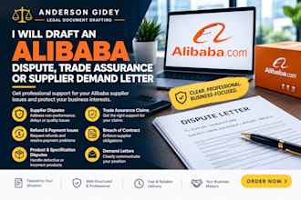draft an alibaba dispute, trade assurance or supplier demand letter