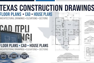 design texas construction drawings, floor plans, cad and house plans
