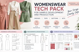 create womenswear tech pack for sample development and production