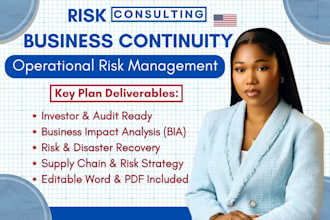 write a business continuity plan and operational risk management strategy