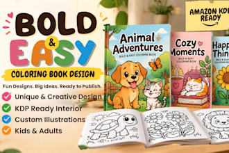 draw bold and easy kdp coloring book pages, kawaii adult dot to dot book cover