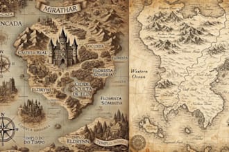 hand drawn fantasy book map novel board game map illustration cartography