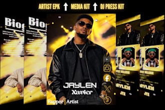create modern artist epk, rapper, singer, band, dj press kit one sheet