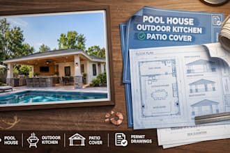 create pool house outdoor kitchen patio cover permit drawing