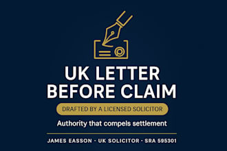 draft your UK letter before claim as a licensed solicitor