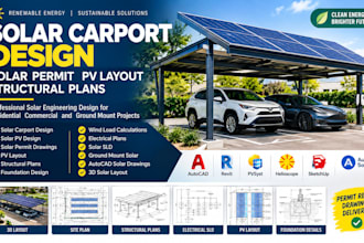 design solar carport solar permit pv layout load calculation structural plans