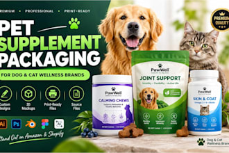 design pet supplement packaging for dog and cat wellness brands