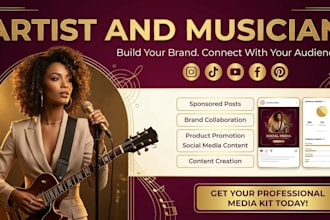 design a professional artist epk, music press kit, media kit, dj press kit, band