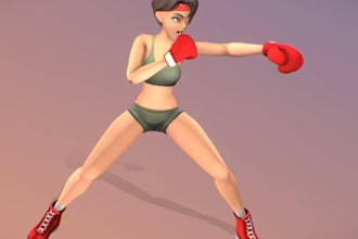 make lowpoly boxer and fighter character in psx, ps1 style, ps2 game, retro y2k