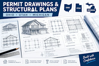 create permit drawing and structural plan for ohio, utah and michigan