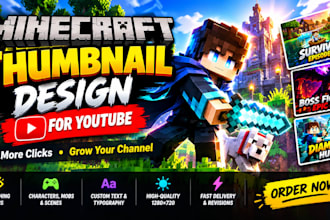 design a professional minecraft thumbnail for youtube