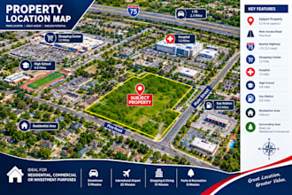 design real estate property map, land location map, site map and area map