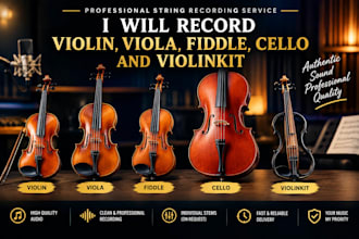 record professional violin, viola, fiddle, cello and violinkit for your track