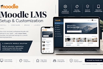 install, setup, customize moodle lms, theme installation, branding configuration